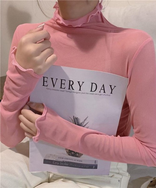 LUGG NAGG(ラグナグ)の「【456841】メロウシースルートップス(RZ)(Tシャツ/カットソー・レディース・ホワイト/ピンク/ブラック/パープル/グレー・FREE)」の5枚目の写真