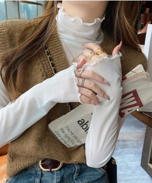 LUGG NAGG(ラグナグ)の「【456841】メロウシースルートップス(RZ)(Tシャツ/カットソー・レディース・ホワイト/ピンク/ブラック/パープル/グレー・FREE)」の6枚目の写真
