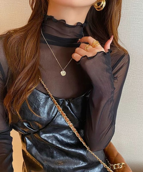 LUGG NAGG(ラグナグ)の「【456841】メロウシースルートップス(RZ)(Tシャツ/カットソー・レディース・ホワイト/ピンク/ブラック/パープル/グレー・FREE)」の11枚目の写真