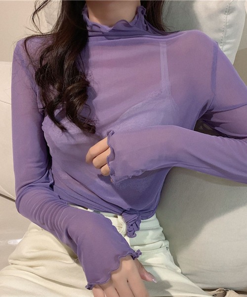 LUGG NAGG(ラグナグ)の「【456841】メロウシースルートップス(RZ)(Tシャツ/カットソー・レディース・ホワイト/ピンク/ブラック/パープル/グレー・FREE)」の22枚目の写真