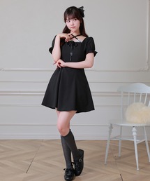 Anely（アネリー）の「Anely クロス リボン パフスリーブ ミニ ワンピース（ワンピース）」