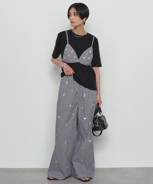 LOUNGEDRESS(ラウンジドレス)の「《セットアップ可》ストライプビジュービスチェ(シャツ/ブラウス・レディース・ブルー/ブラック・FREE)」の4枚目の写真
