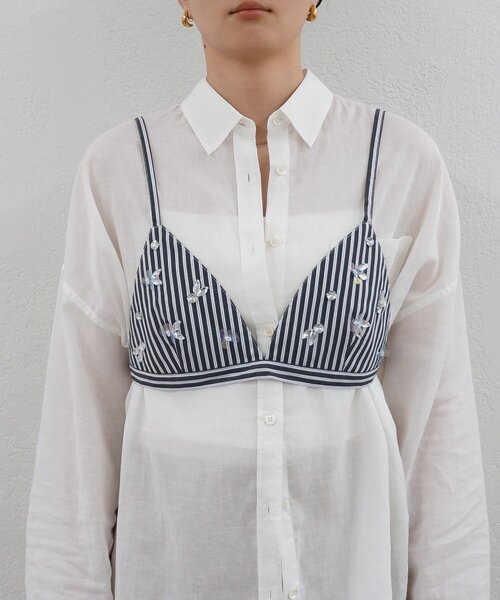 LOUNGEDRESS(ラウンジドレス)の「《セットアップ可》ストライプビジュービスチェ(シャツ/ブラウス・レディース・ブルー/ブラック・FREE)」の13枚目の写真