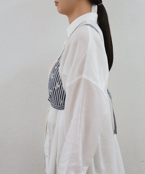 LOUNGEDRESS(ラウンジドレス)の「《セットアップ可》ストライプビジュービスチェ(シャツ/ブラウス・レディース・ブルー/ブラック・FREE)」の14枚目の写真