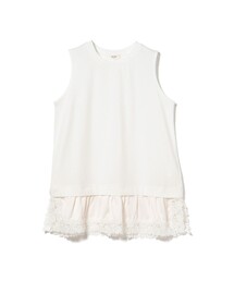 BEAMS HEART | 裾 レース サテン プルオーバー(Tシャツ/カットソー)