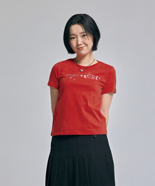 AWESOME STUDIO(オーサムスタジオ)の「リトルスターTシャツレッド(Tシャツ/カットソー・レディース・レッド・FREE)」の2枚目の写真