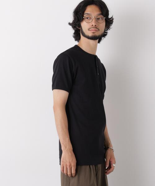 NANO universe（ナノユニバース）の「リブフライスヘンリーTシャツ 半袖（Tシャツ/カットソー・メンズ・ホワイト/ブラック・S/L/M）」の3枚目の写真