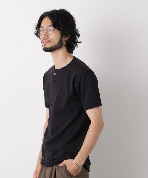 NANO universe（ナノユニバース）の「リブフライスヘンリーTシャツ 半袖（Tシャツ/カットソー・メンズ・ホワイト/ブラック・S/L/M）」の4枚目の写真