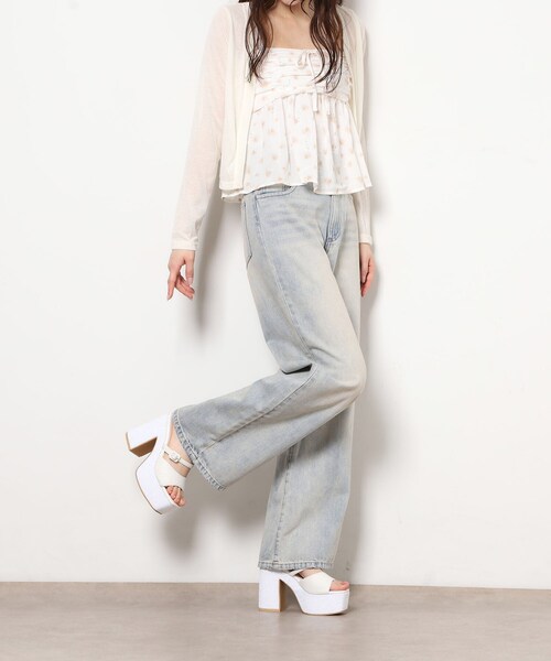 ESPERANZA(エスペランサ)の「【ラク盛り/約12cm】ラク盛り厚底グリッターツイードミュール(サンダル・レディース・ホワイト系3/ピンク系7/ブラック系2・L/M/S/LL)」の13枚目の写真