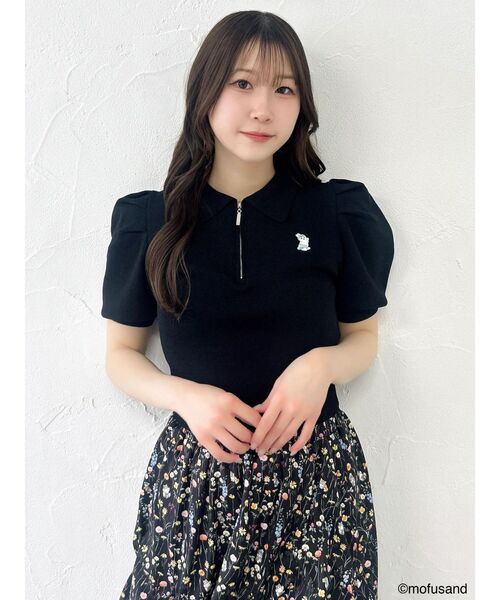 dazzlin(ダズリン)の「【mofusandコラボ】ジップコンパクトニットトップス(ニット/セーター・レディース・ブラック/ブルー/オフホワイト/ピンク・FREE)」の20枚目の写真