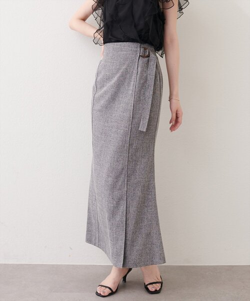 natural couture(ナチュラルクチュール)の「ラップ風タイトスカート(スカート・レディース・ブラック/イエロー/ライトベージュ・FREE)」の5枚目の写真