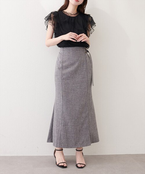 natural couture(ナチュラルクチュール)の「ラップ風タイトスカート(スカート・レディース・ブラック/イエロー/ライトベージュ・FREE)」の6枚目の写真