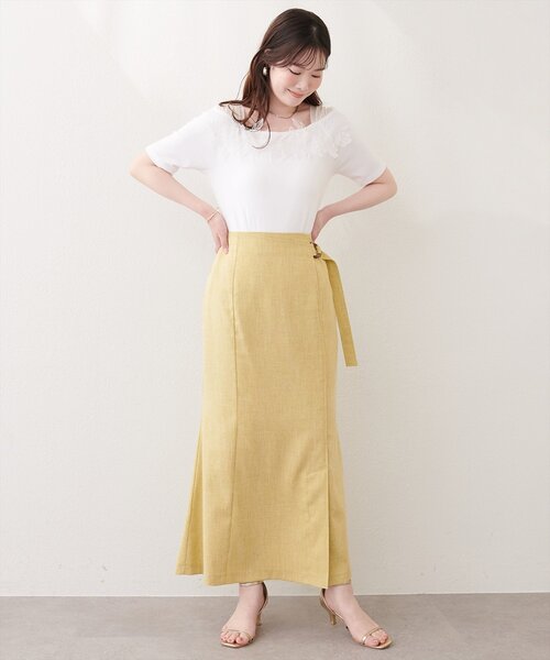 natural couture(ナチュラルクチュール)の「ラップ風タイトスカート(スカート・レディース・ブラック/イエロー/ライトベージュ・FREE)」の20枚目の写真