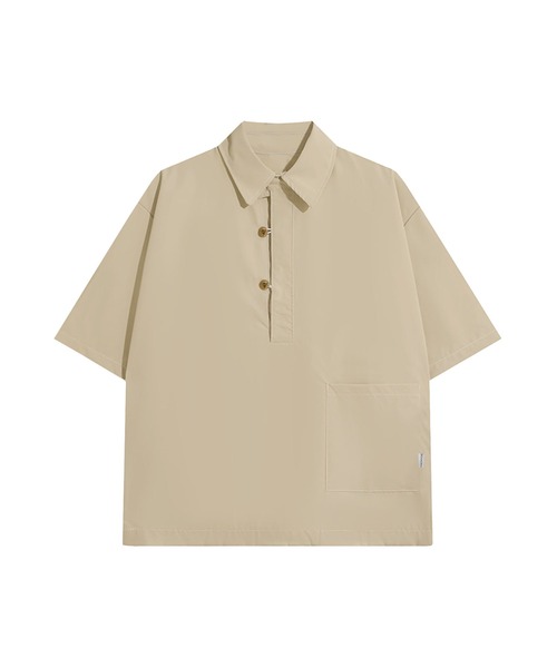 aimoha(アイモハ)の「【mens】ハーフボタン ビッグシルエット スキッパー 半袖プルオーバーシャツ(シャツ/ブラウス・メンズ・ベージュ/ネイビー・XX-LARGE/X-LARGE/LARGE/MEDIUM)」の2枚目の写真