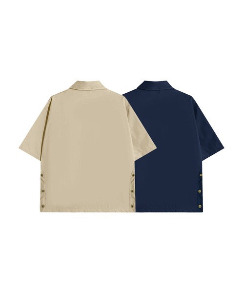aimoha(アイモハ)の「【mens】ハーフボタン ビッグシルエット スキッパー 半袖プルオーバーシャツ(シャツ/ブラウス・メンズ・ベージュ/ネイビー・XX-LARGE/X-LARGE/LARGE/MEDIUM)」の4枚目の写真