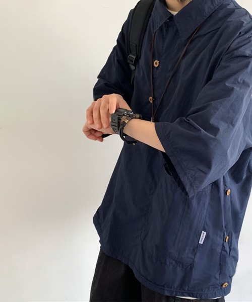 aimoha(アイモハ)の「【mens】ハーフボタン ビッグシルエット スキッパー 半袖プルオーバーシャツ(シャツ/ブラウス・メンズ・ベージュ/ネイビー・XX-LARGE/X-LARGE/LARGE/MEDIUM)」の13枚目の写真