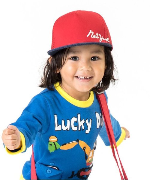 Ampersand（アンパサンド）の「刺繍入りメッシュキャップ（キャップ・キッズ・ストライプ/キナリ/ネイビー/ブラック/レッド・54/58/50）」の4枚目の写真