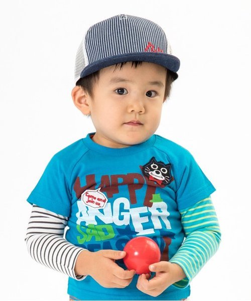 Ampersand（アンパサンド）の「刺繍入りメッシュキャップ（キャップ・キッズ・ストライプ/キナリ/ネイビー/ブラック/レッド・54/58/50）」の5枚目の写真