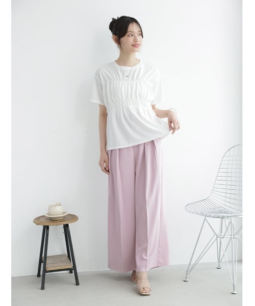 fifth(フィフス)の「シャーリングデザインTシャツ(Tシャツ/カットソー・レディース・ホワイト/ブラック・M)」の5枚目の写真