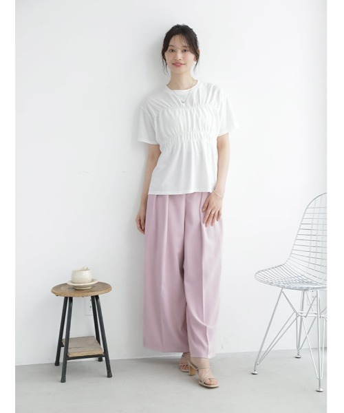 fifth(フィフス)の「シャーリングデザインTシャツ(Tシャツ/カットソー・レディース・ホワイト/ブラック・M)」の6枚目の写真