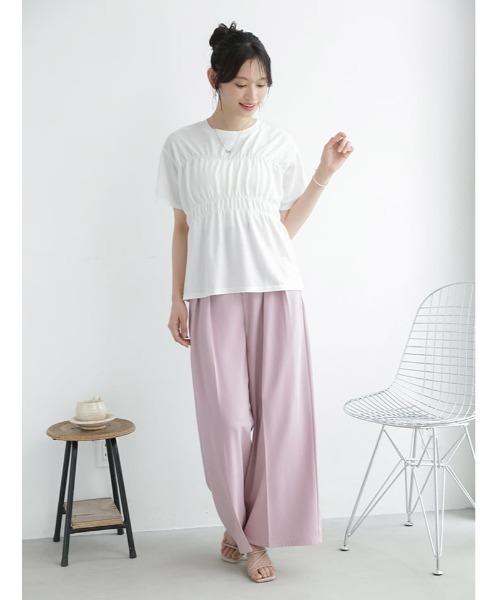 fifth(フィフス)の「シャーリングデザインTシャツ(Tシャツ/カットソー・レディース・ホワイト/ブラック・M)」の7枚目の写真