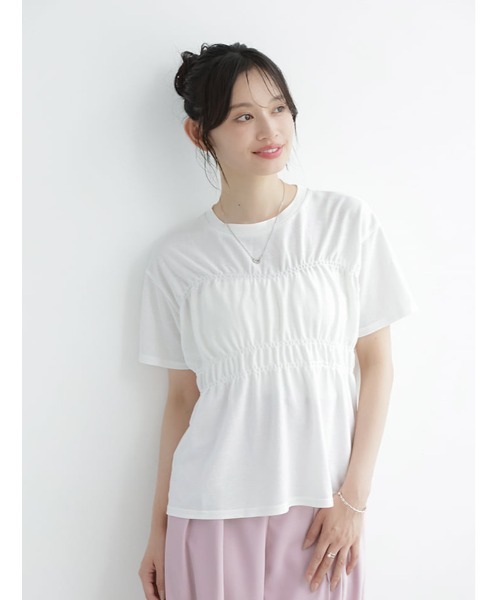 fifth(フィフス)の「シャーリングデザインTシャツ(Tシャツ/カットソー・レディース・ホワイト/ブラック・M)」の9枚目の写真