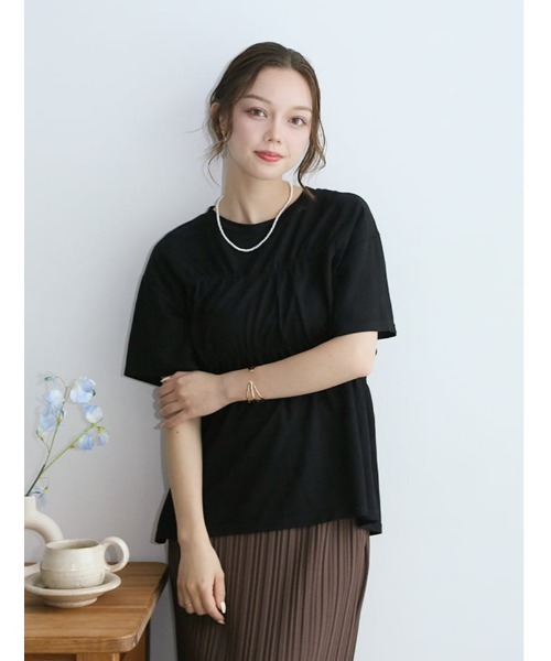 fifth(フィフス)の「シャーリングデザインTシャツ(Tシャツ/カットソー・レディース・ホワイト/ブラック・M)」の10枚目の写真