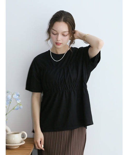 fifth(フィフス)の「シャーリングデザインTシャツ(Tシャツ/カットソー・レディース・ホワイト/ブラック・M)」の11枚目の写真