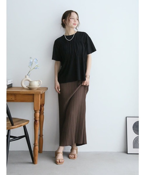 fifth(フィフス)の「シャーリングデザインTシャツ(Tシャツ/カットソー・レディース・ホワイト/ブラック・M)」の13枚目の写真