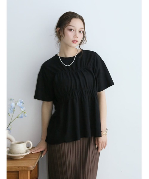 fifth(フィフス)の「シャーリングデザインTシャツ(Tシャツ/カットソー・レディース・ホワイト/ブラック・M)」の17枚目の写真