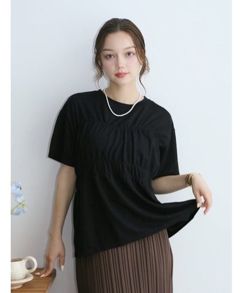 fifth(フィフス)の「シャーリングデザインTシャツ(Tシャツ/カットソー・レディース・ホワイト/ブラック・M)」の18枚目の写真