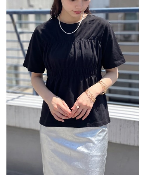 fifth(フィフス)の「シャーリングデザインTシャツ(Tシャツ/カットソー・レディース・ホワイト/ブラック・M)」の19枚目の写真