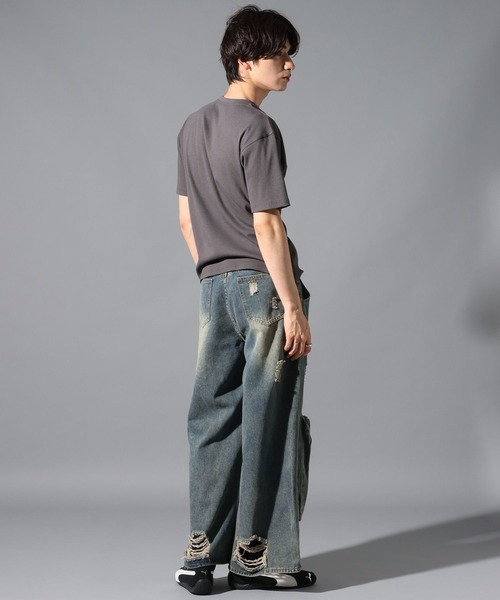 LAND MUSEUM（ランドミュージアム）の「LAND MUSEUM／クロスリブヘンリー半袖T（Tシャツ/カットソー・メンズ・ライトベージュ/チャコール・LARGE/MEDIUM）」の5枚目の写真