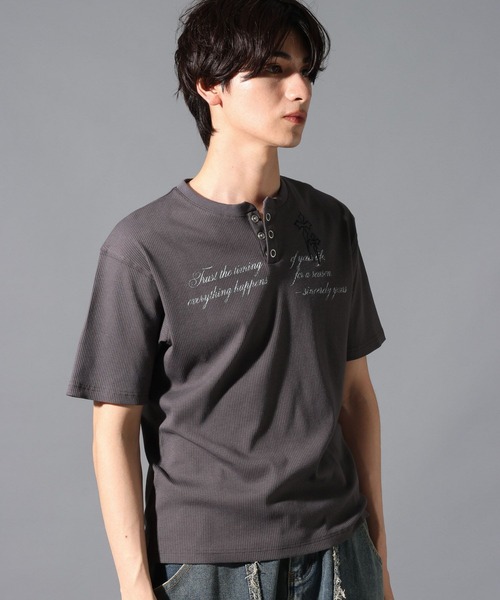 LAND MUSEUM（ランドミュージアム）の「LAND MUSEUM／クロスリブヘンリー半袖T（Tシャツ/カットソー・メンズ・ライトベージュ/チャコール・LARGE/MEDIUM）」の7枚目の写真
