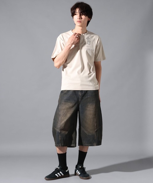 LAND MUSEUM（ランドミュージアム）の「LAND MUSEUM／クロスリブヘンリー半袖T（Tシャツ/カットソー・メンズ・ライトベージュ/チャコール・LARGE/MEDIUM）」の10枚目の写真