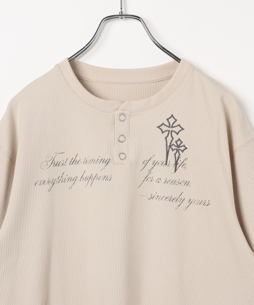 LAND MUSEUM（ランドミュージアム）の「LAND MUSEUM／クロスリブヘンリー半袖T（Tシャツ/カットソー・メンズ・ライトベージュ/チャコール・LARGE/MEDIUM）」の17枚目の写真