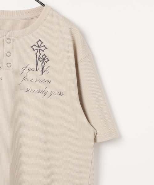 LAND MUSEUM（ランドミュージアム）の「LAND MUSEUM／クロスリブヘンリー半袖T（Tシャツ/カットソー・メンズ・ライトベージュ/チャコール・LARGE/MEDIUM）」の18枚目の写真