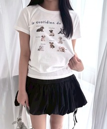 ワンちゃんいっぱいデザインプリントショート丈半袖Tシャツ