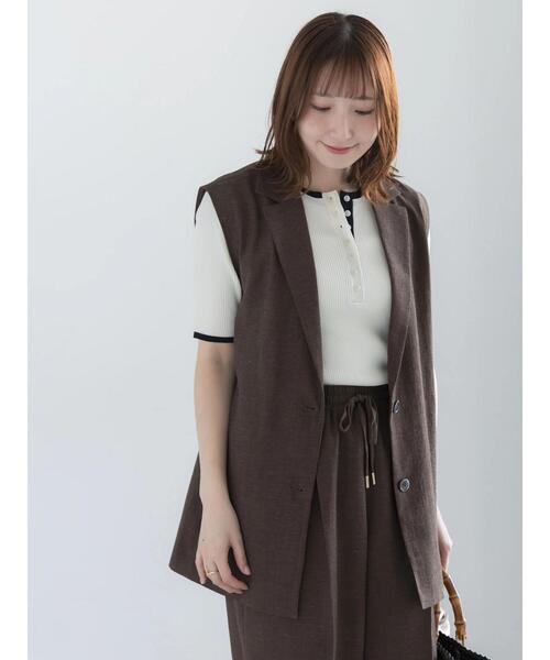 Te chichi（テチチ）の「【通気性/UVカット/イージーケア】麻混プリペラジレ(セットアップ可)（ベスト・レディース・ブラウン/ブラック・F）」の20枚目の写真
