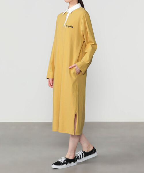 GYMPHLEX(ジムフレックス)の「Gymphlex | コットンジャージー ラガーシャツワンピース WOMEN(ワンピース・レディース・チャコール/ブルー/マスタード・14)」の17枚目の写真
