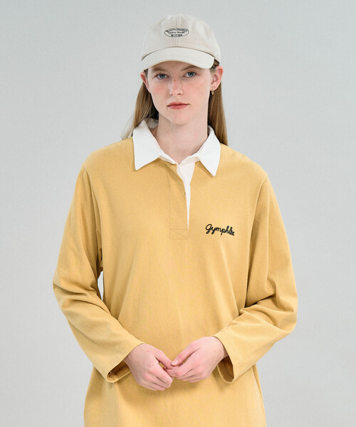 GYMPHLEX(ジムフレックス)の「Gymphlex | コットンジャージー ラガーシャツワンピース WOMEN(ワンピース・レディース・チャコール/ブルー/マスタード・14)」の6枚目の写真