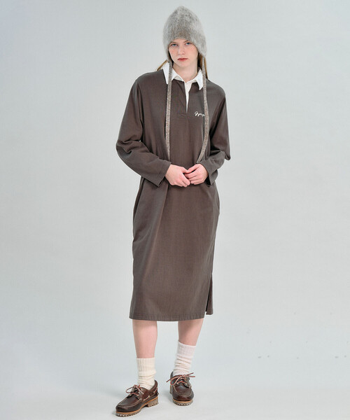 GYMPHLEX(ジムフレックス)の「Gymphlex | コットンジャージー ラガーシャツワンピース WOMEN(ワンピース・レディース・チャコール/ブルー/マスタード・14)」の12枚目の写真
