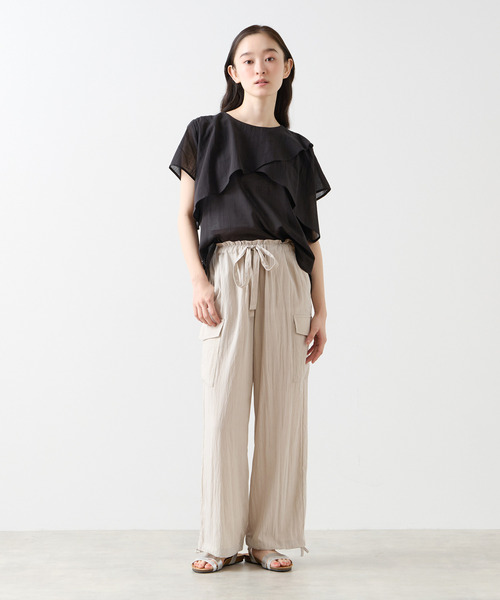 LOGEMENT DE CLAIRE(ロジュモンドクレール)の「イージーカーゴパンツ(カーゴパンツ・レディース・グレイッシュベージュ/カーキ/ブラック・3/4)」の4枚目の写真