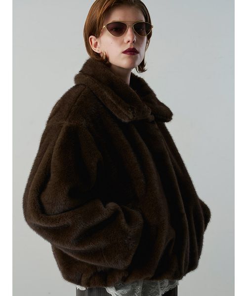 Henon.(ヘノン)の「2wayクロップドエコファージャケット(ブルゾン・レディース・ブラウン/ブラック・F)」の21枚目の写真