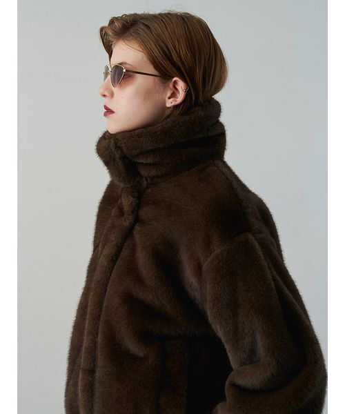 Henon.(ヘノン)の「2wayクロップドエコファージャケット(ブルゾン・レディース・ブラウン/ブラック・F)」の22枚目の写真