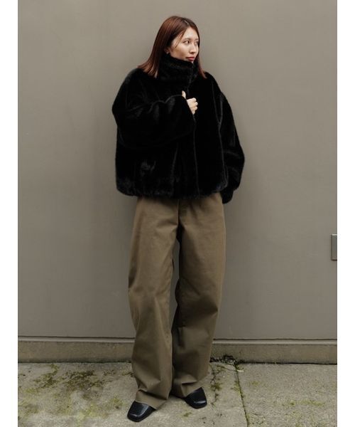 Henon.(ヘノン)の「2wayクロップドエコファージャケット(ブルゾン・レディース・ブラウン/ブラック・F)」の13枚目の写真