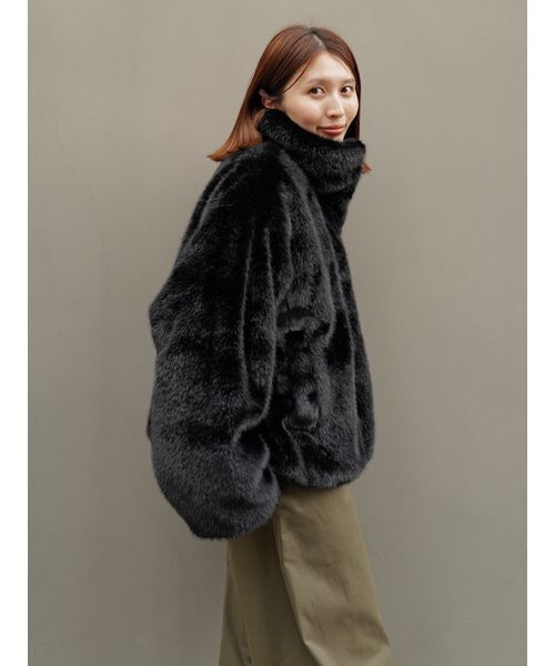 Henon.(ヘノン)の「2wayクロップドエコファージャケット(ブルゾン・レディース・ブラウン/ブラック・F)」の14枚目の写真