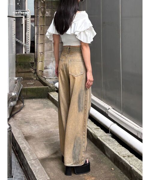 EMODA（エモダ）の「ラッフルスリーブシャーリングトップ（Tシャツ/カットソー・レディース・ホワイト/グレー/ピンク/ブルー・FREE）」の15枚目の写真