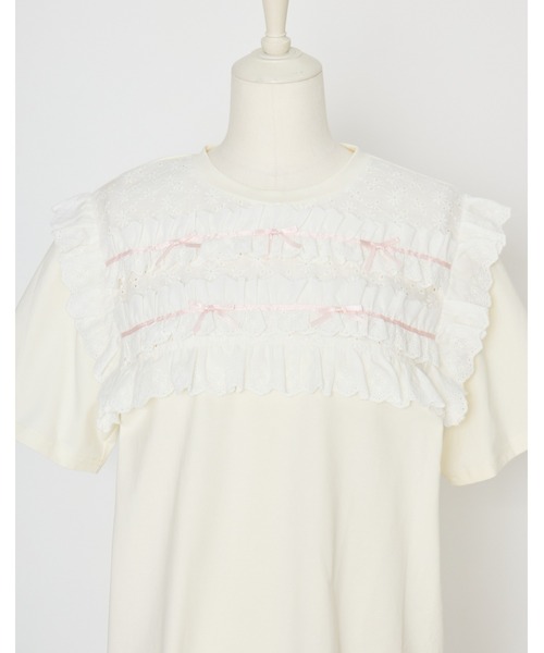 Lolime by mellfy memory(ロリミー バイ メルフィーメモリー)の「cotton frill T-shirts(Tシャツ/カットソー・レディース・ホワイト/ピンク・M/LL)」の19枚目の写真