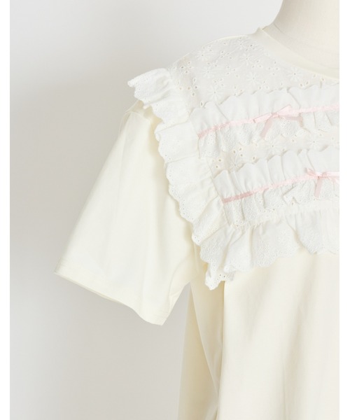 Lolime by mellfy memory(ロリミー バイ メルフィーメモリー)の「cotton frill T-shirts(Tシャツ/カットソー・レディース・ホワイト/ピンク・M/LL)」の20枚目の写真